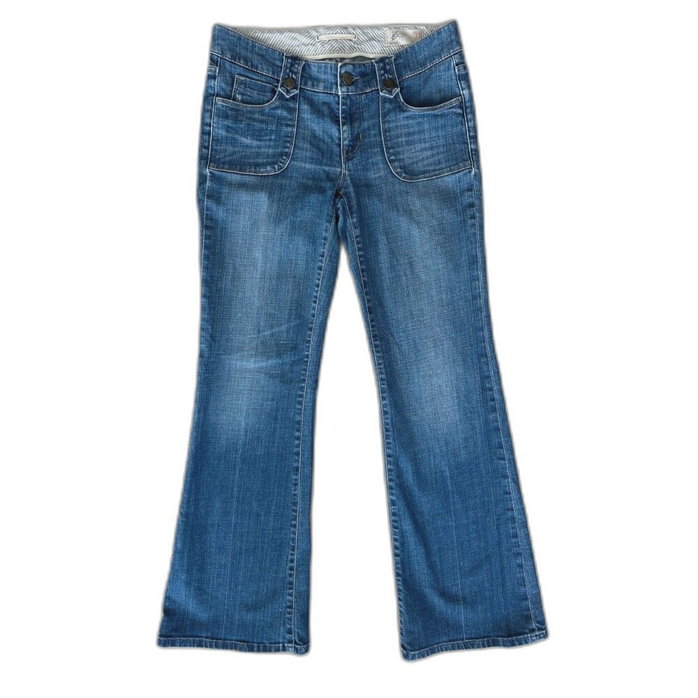 Gap Limited Edition Flare Jeans Womens Size 6/28 Front Patch Pocket Blue Y2K 70s
